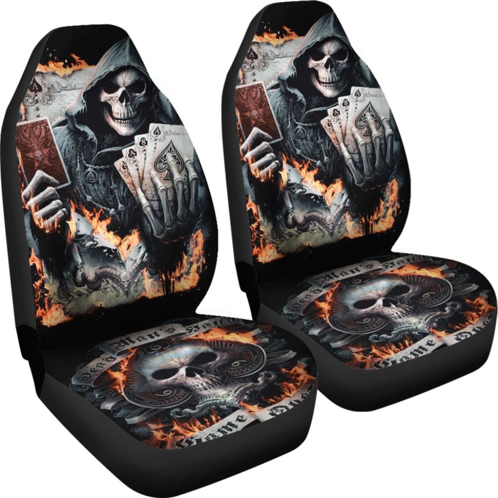 2 Pcs Grim Reaper Skull Girl Car Seat Covers 101819 - YourCarButBetter