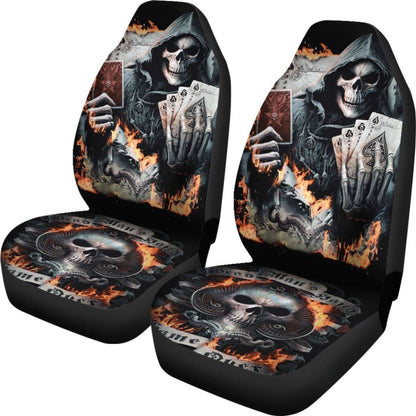 2 Pcs Grim Reaper Skull Girl Car Seat Covers 101819 - YourCarButBetter