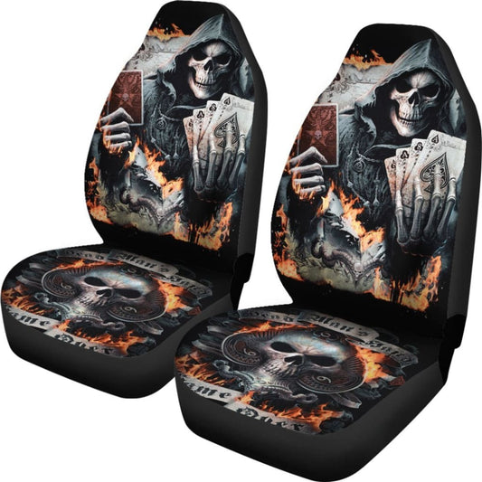 2 Pcs Grim Reaper Skull Girl Car Seat Covers 101819 - YourCarButBetter