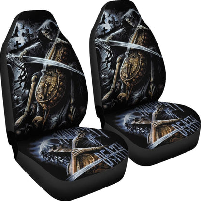 2 Pcs Grim Reaper Skull Girl Car Seat Covers 101819 - YourCarButBetter