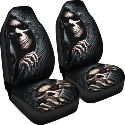 2 Pcs Grim Reaper Skull Girl Car Seat Covers 101819 - YourCarButBetter