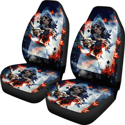 2 Pcs Skull Car Seat Cover Grim Reaper 101819 - YourCarButBetter