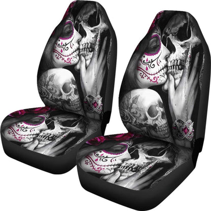 2 Pcs Skull Girl Kiss Grim Reaper Car Seat Covers 101819 - YourCarButBetter