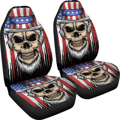2 Pcs - Skull Gothic Horror Grim Reaper Skull Car Seat Covers 101819 - YourCarButBetter