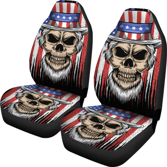 2 Pcs - Skull Gothic Horror Grim Reaper Skull Car Seat Covers 101819 - YourCarButBetter