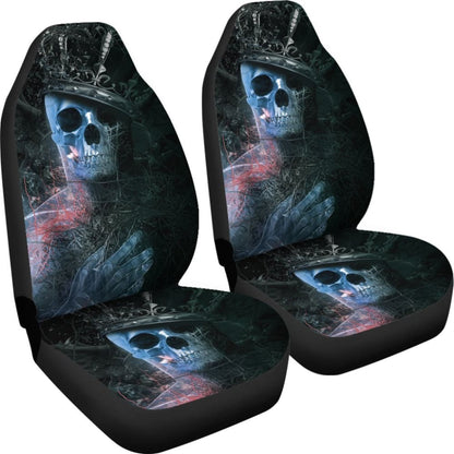 2 Pcs - Skull Gothic Horror Grim Reaper Halloween Skull Car Seat Covers 101819 - YourCarButBetter