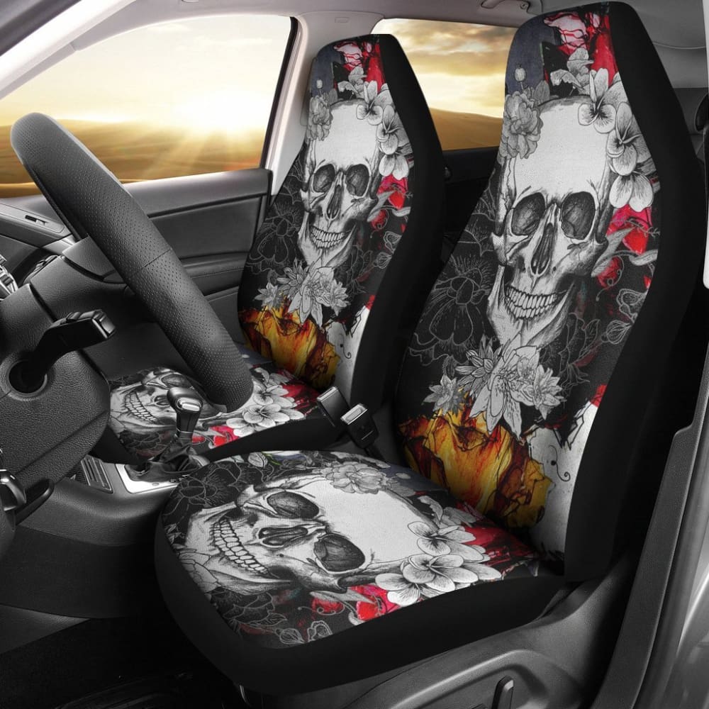 2 Pcs Skull Grim Reaper Car Seat Covers 101819 - YourCarButBetter