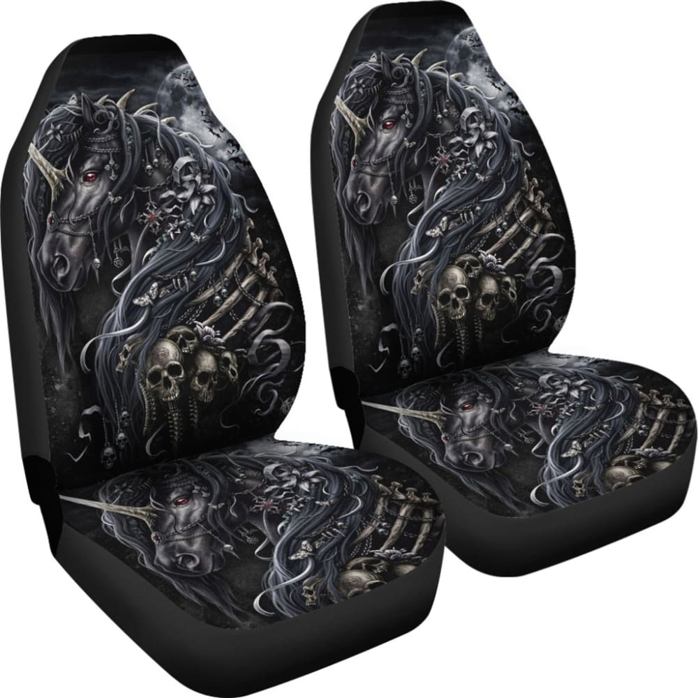 2 Pcs Sugar Skull Horse Car Seat Covers 101819 - YourCarButBetter