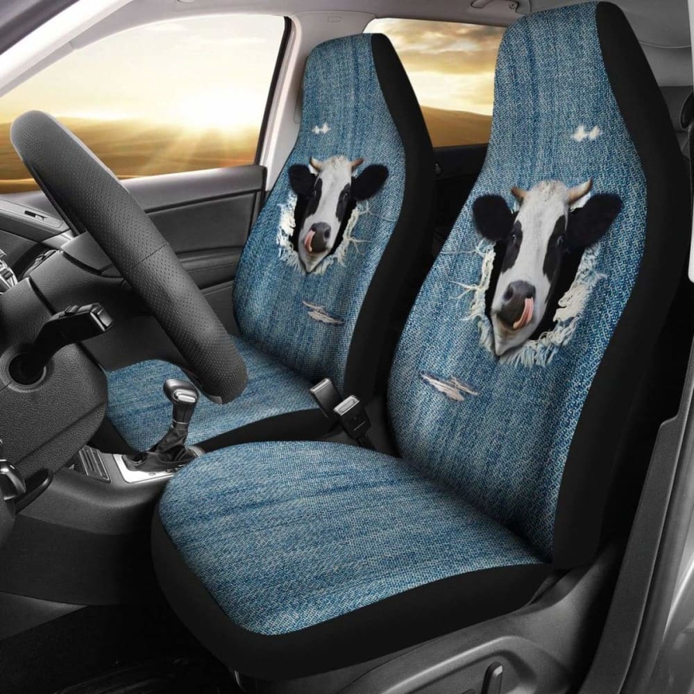 3D Cow Fake Jean-2 Car Seat Covers 144730