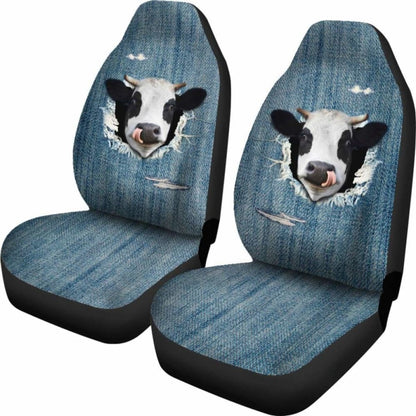 3D Cow Fake Jean-2 Car Seat Covers 144730