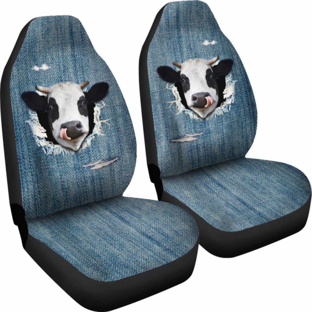 3D Cow Fake Jean-2 Car Seat Covers 144730