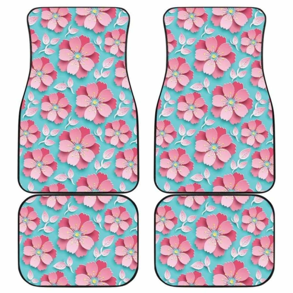 3D Sakura Cherry Blossom Pattern Front And Back Car Mats 110424 - YourCarButBetter