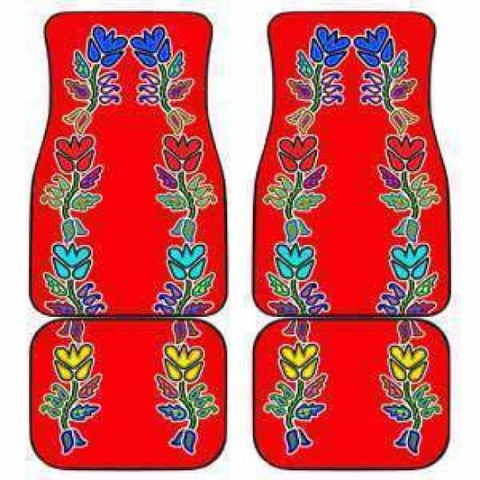 4 Generations Floral Red Set Of 4 Car Floor Mats 153908 - YourCarButBetter