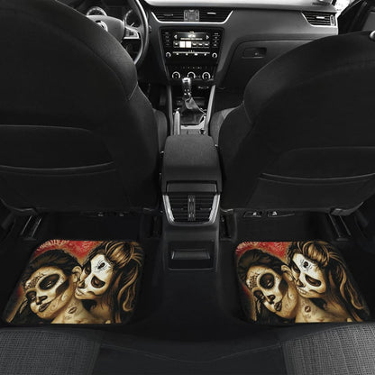 4 Pcs Beautiful Girl Sugar Skulls Car Mats 101819 - YourCarButBetter