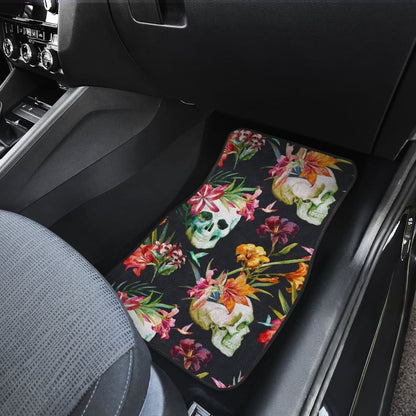 4 Pcs Floral Sugar Skull Car Mat 101819 - YourCarButBetter