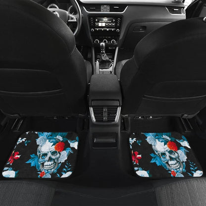 4 Pcs Floral Sugar Skull Car Mat 101819 - YourCarButBetter