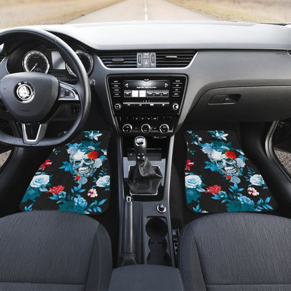4 Pcs Floral Sugar Skull Car Mat 101819 - YourCarButBetter