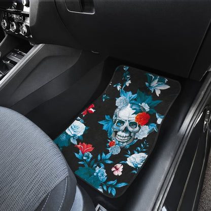 4 Pcs Floral Sugar Skull Car Mat 101819 - YourCarButBetter