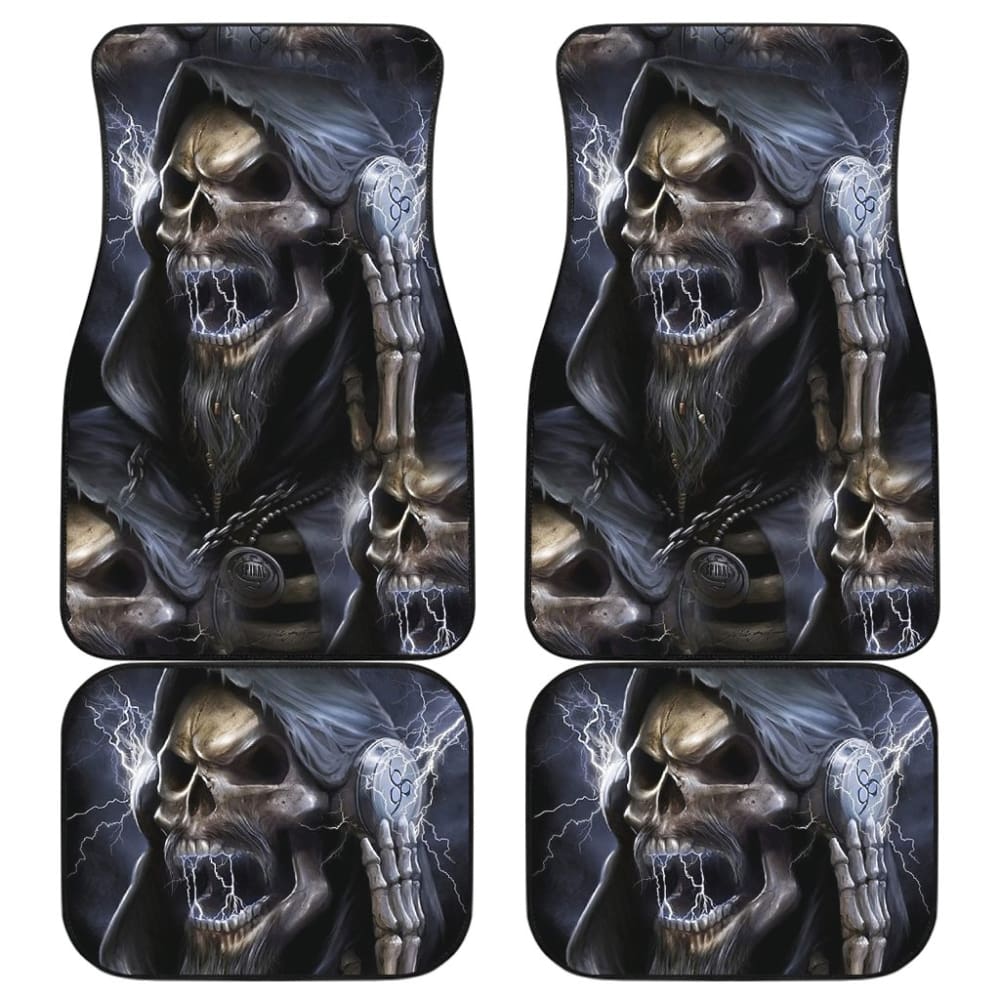 4 Pcs Gothic Skull Car Mats 101819 - YourCarButBetter