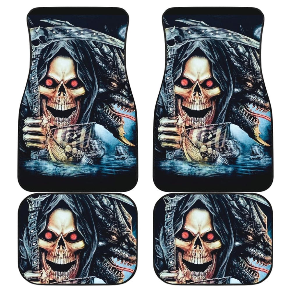 4 Pcs Grim Reaper Skull Car Mats 101819 - YourCarButBetter