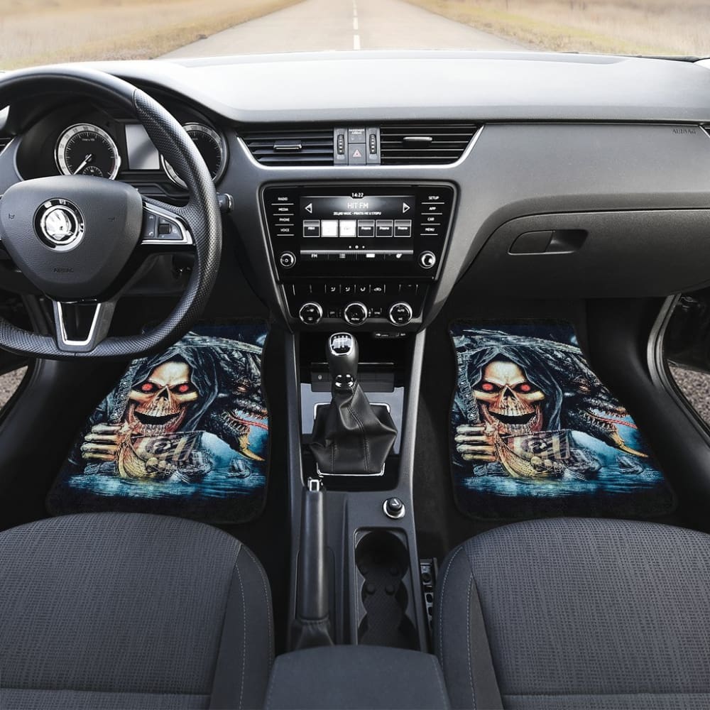 4 Pcs Grim Reaper Skull Car Mats 101819 - YourCarButBetter