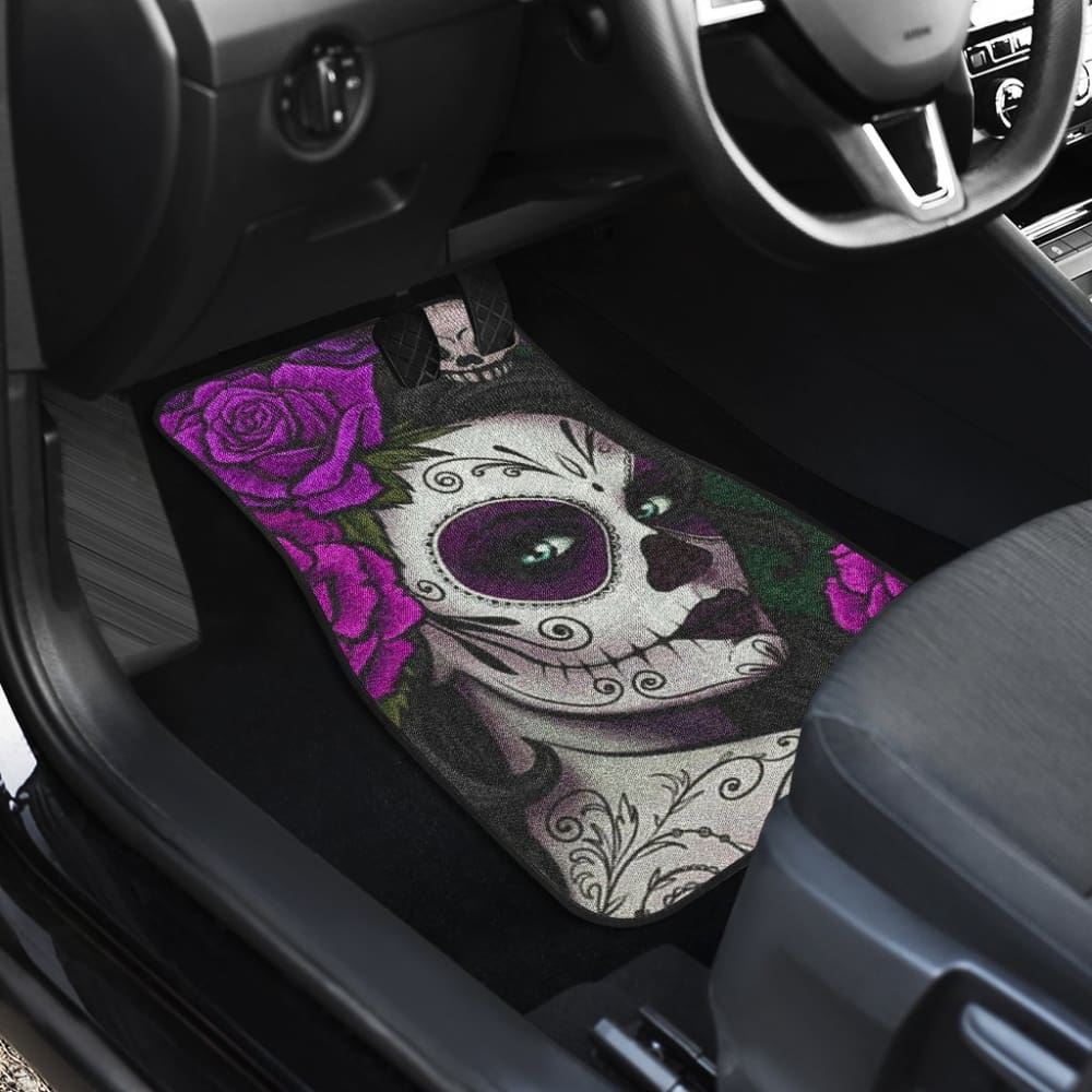 4 Pcs Sugar Skull Girl Car Mats 101819 - YourCarButBetter