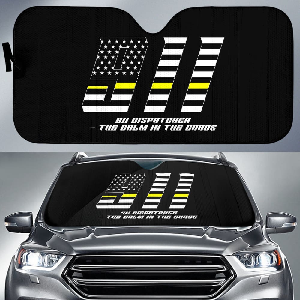 911 Dispatchers The Chaos Voice In The Dark Thin Yellow Line Car Auto Sun Shades 213003 - YourCarButBetter