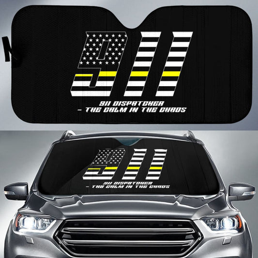 911 Dispatchers The Chaos Voice In The Dark Thin Yellow Line Car Auto Sun Shades 213003 - YourCarButBetter