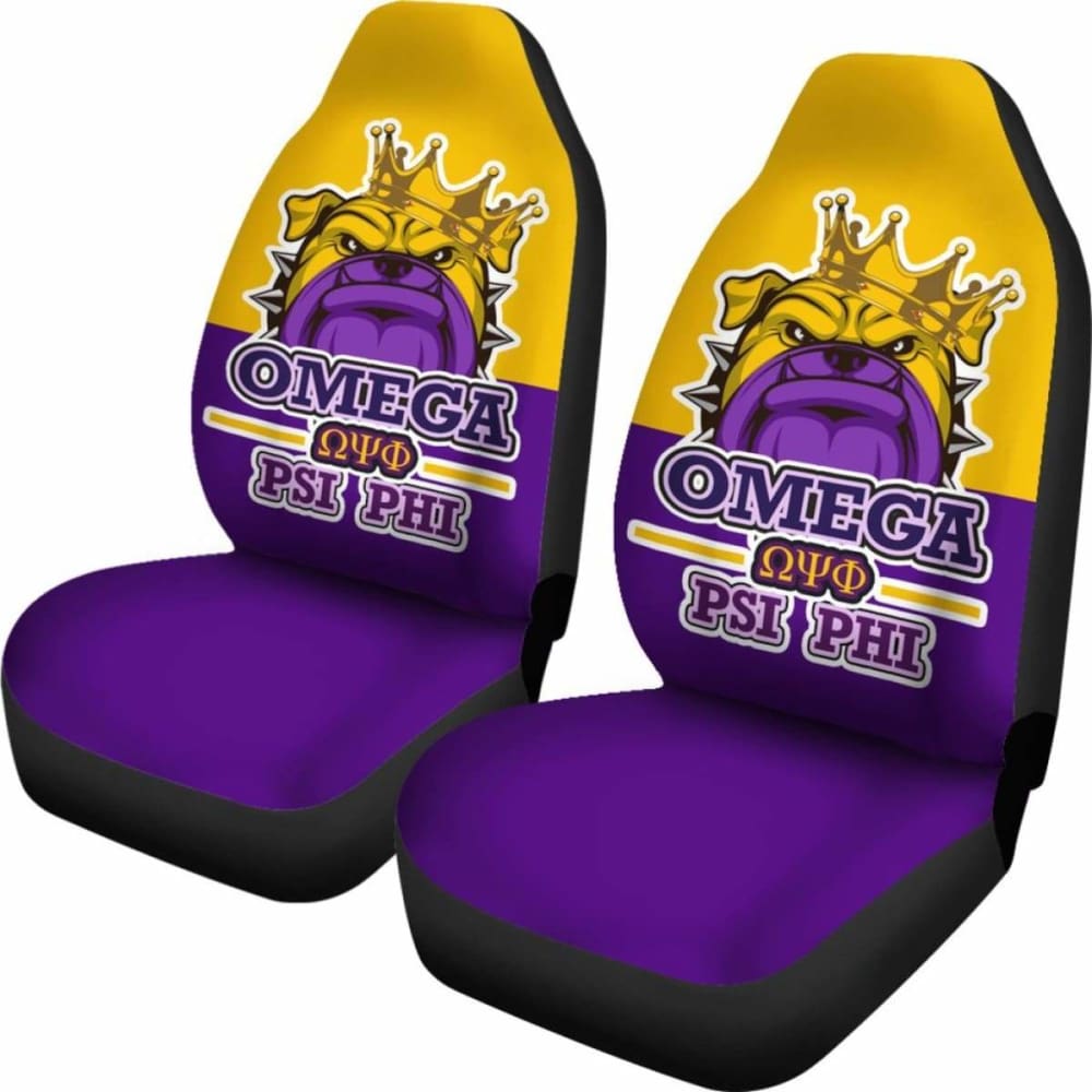 African Omega Psi Phi Car Seat Covers - Bulldog Style - 105905 - YourCarButBetter