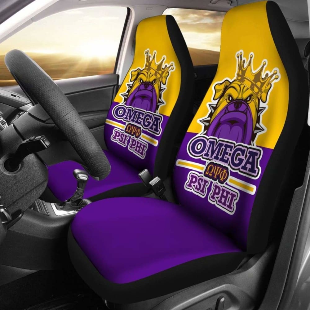 African Omega Psi Phi Car Seat Covers - Bulldog Style - 105905 - YourCarButBetter