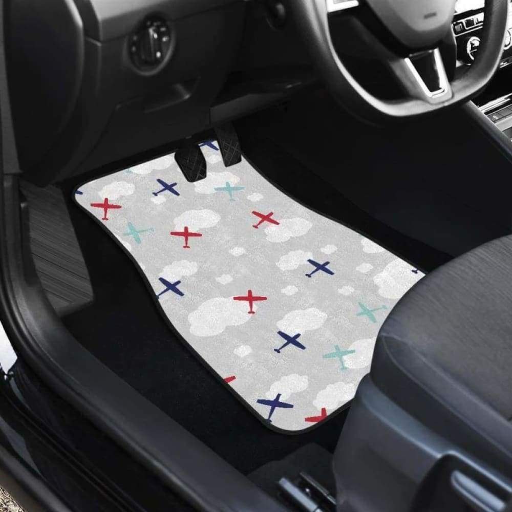 Airplane Cloud Grey Background Front And Back Car Mats 194013 - YourCarButBetter