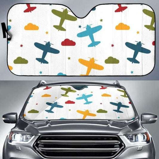 Airplane Star Cloud Colorful Car Auto Sun Shades 550317 - YourCarButBetter