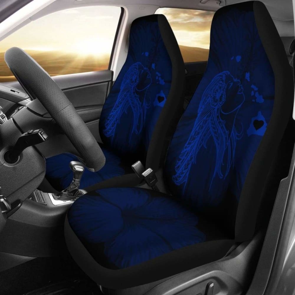 Alohawaii Car Seat Covers - Hawaii Hula Girl Hibiscus Map Blue - 232125 - YourCarButBetter