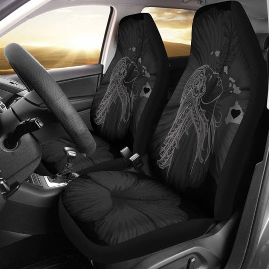 Alohawaii Car Seat Covers - Hawaii Hula Girl Hibiscus Map Gray - 232125 - YourCarButBetter
