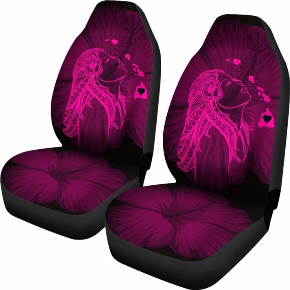 Alohawaii Car Seat Covers - Hawaii Hula Girl Hibiscus Map Pink - 232125 - YourCarButBetter