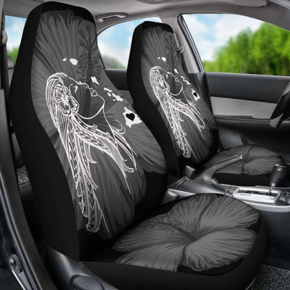 Alohawaii Car Seat Covers - Hawaii Hula Girl Hibiscus Map White - 232125 - YourCarButBetter