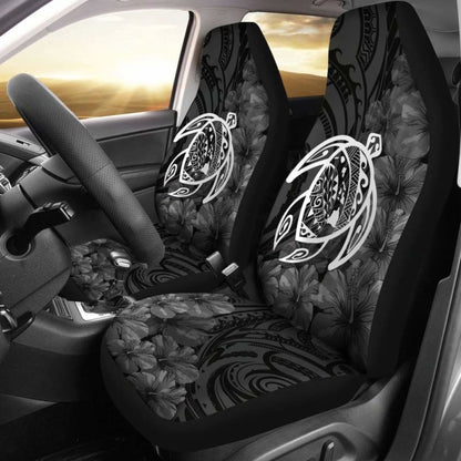 Alohawaii Car Seat Covers - Hawaii Turtle Map Hibiscus Poly White - New Awesome 091114 - YourCarButBetter