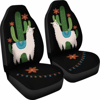Alpaca Car Seat Covers Boho Hippie Design With Cactus And Flowers 105905 - YourCarButBetter