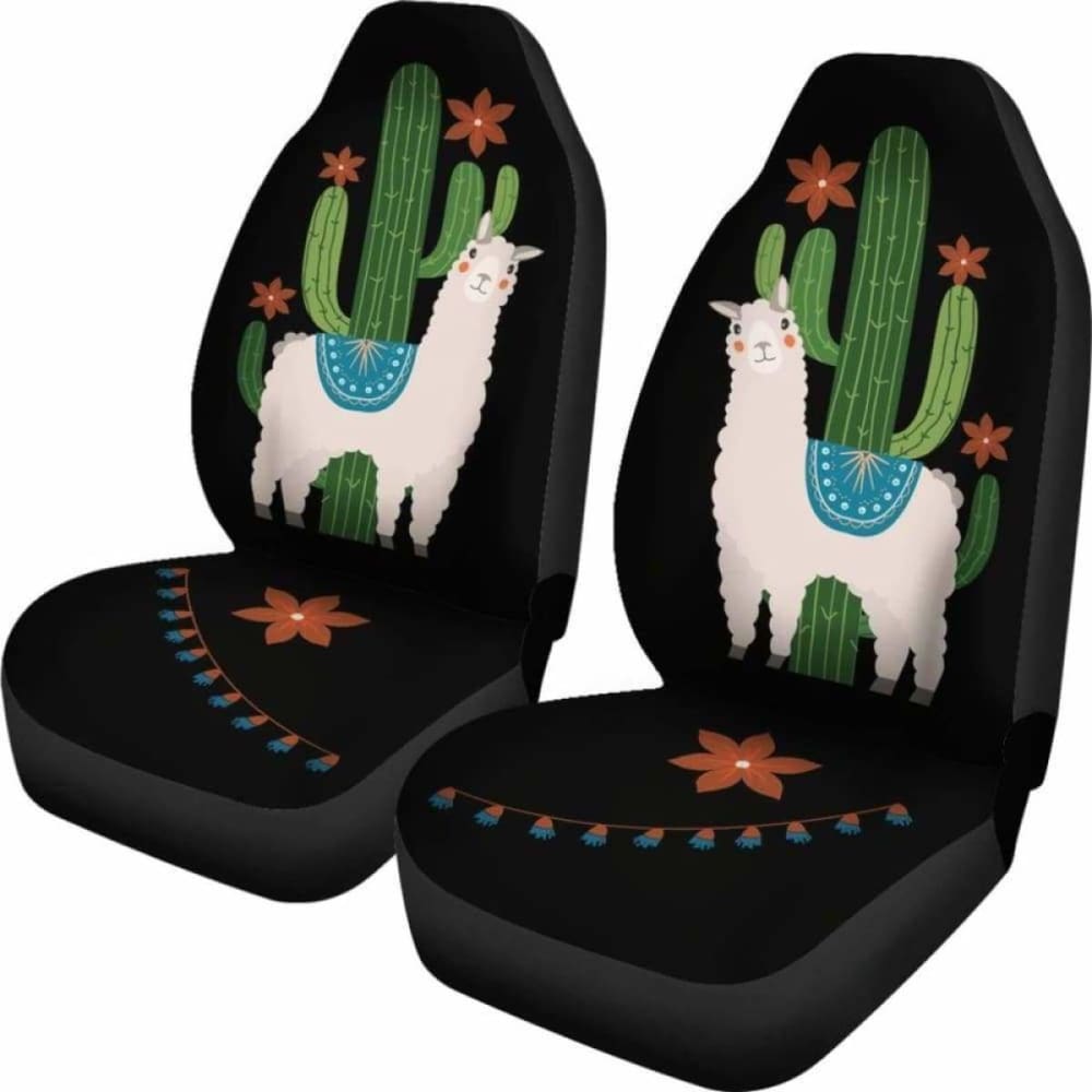 Alpaca Car Seat Covers Boho Hippie Design With Cactus And Flowers 105905 - YourCarButBetter