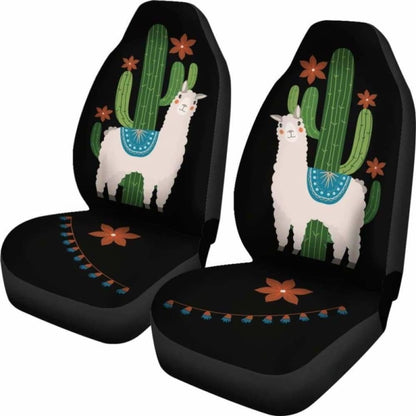 Alpaca Car Seat Covers Boho Hippie Design With Cactus And Flowers 105905 - YourCarButBetter