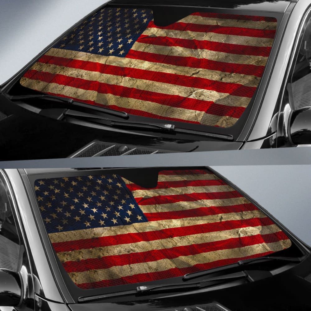 Amazing Aged American Flag Car Auto Sun Shades 210501 - YourCarButBetter