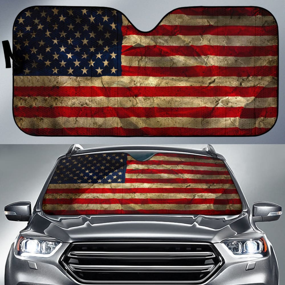 Amazing Aged American Flag Car Auto Sun Shades 210501 - YourCarButBetter