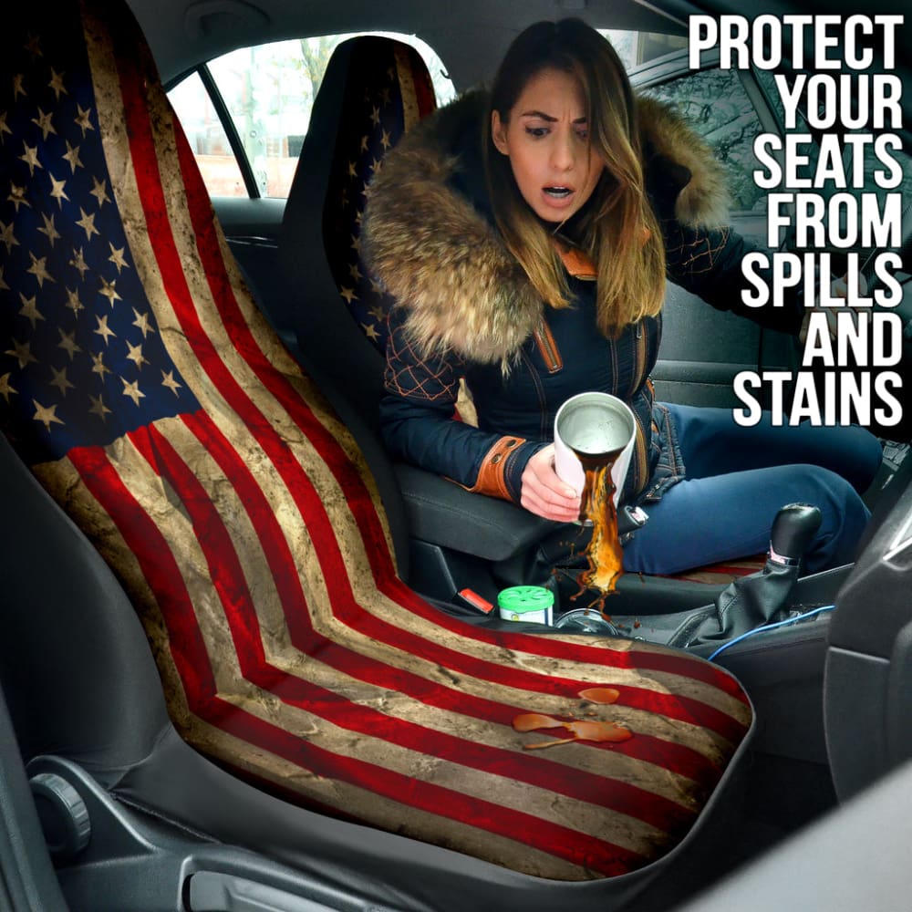 Amazing Aged American Flag Car Seat Covers Custom 1 210501 - YourCarButBetter