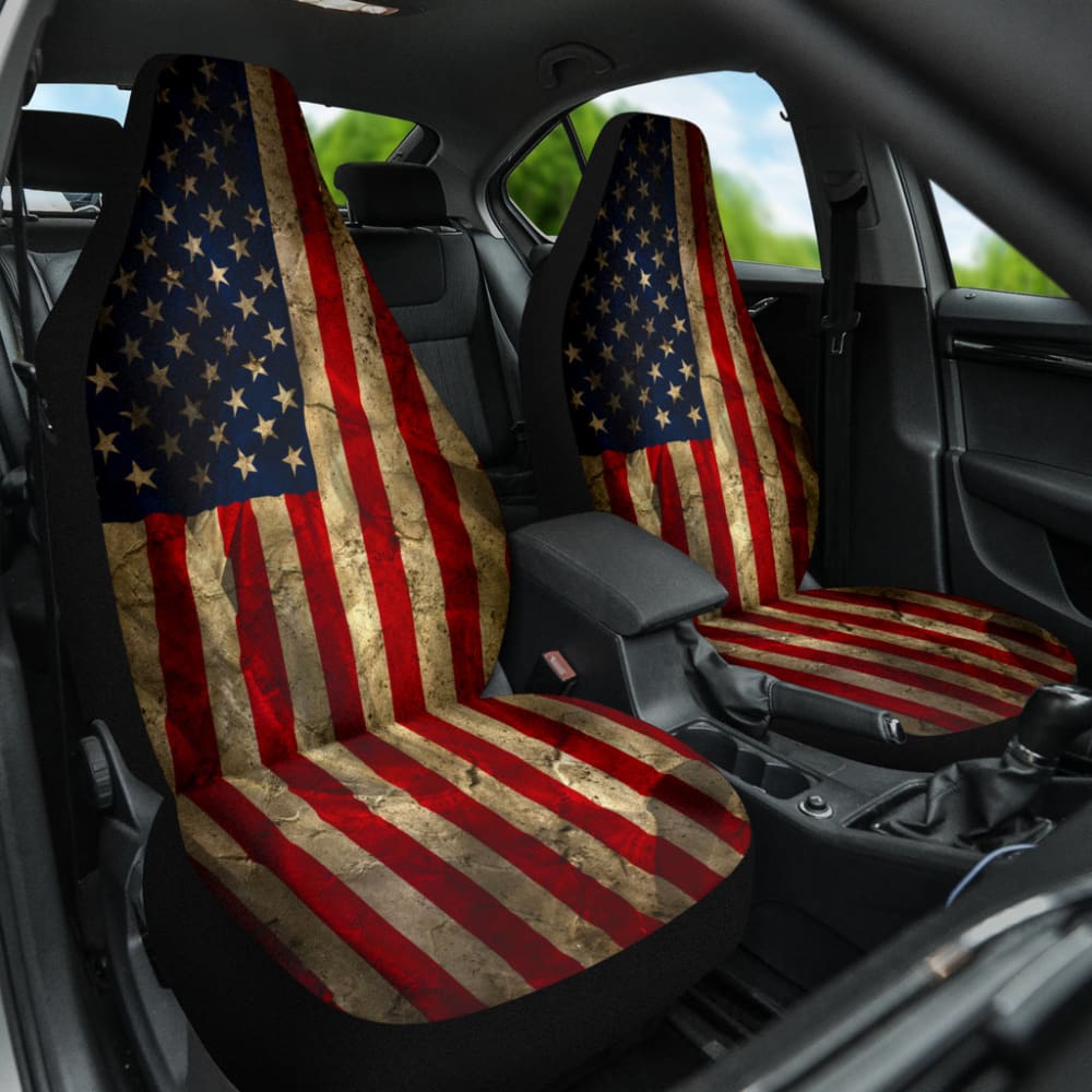 Amazing Aged American Flag Car Seat Covers Custom 1 210501 - YourCarButBetter