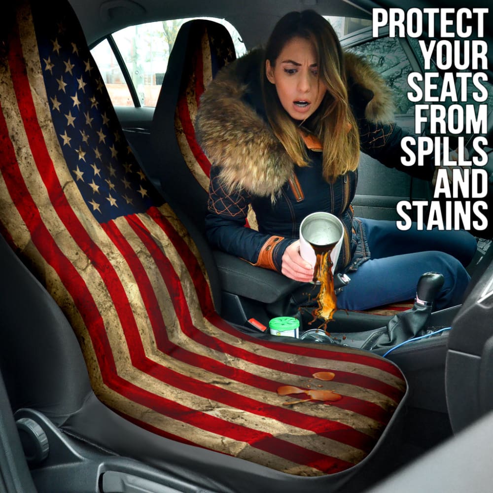 Amazing Aged American Flag Car Seat Covers Custom 2 210501 - YourCarButBetter