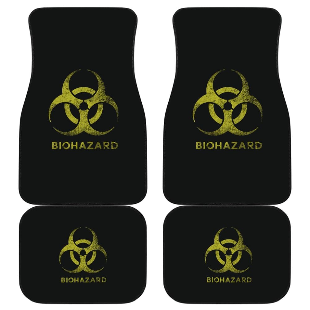 Amazing Alert Black and Yellow Biohazard Car Floor Mats 211401 - YourCarButBetter