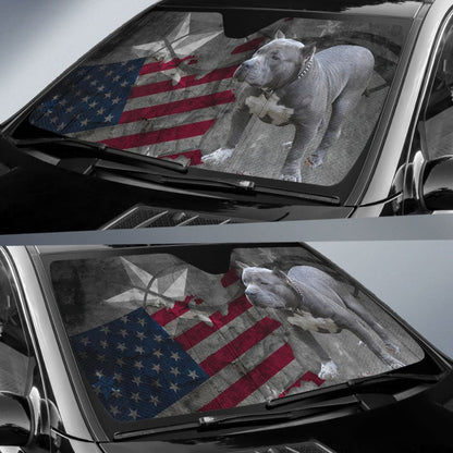 Amazing American Flag Pit Bull Car Auto Sun Shades 210201 - YourCarButBetter