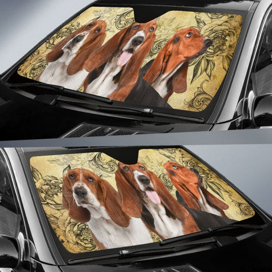 Amazing Basset Hound Car Auto Sun Shades 210901 - YourCarButBetter