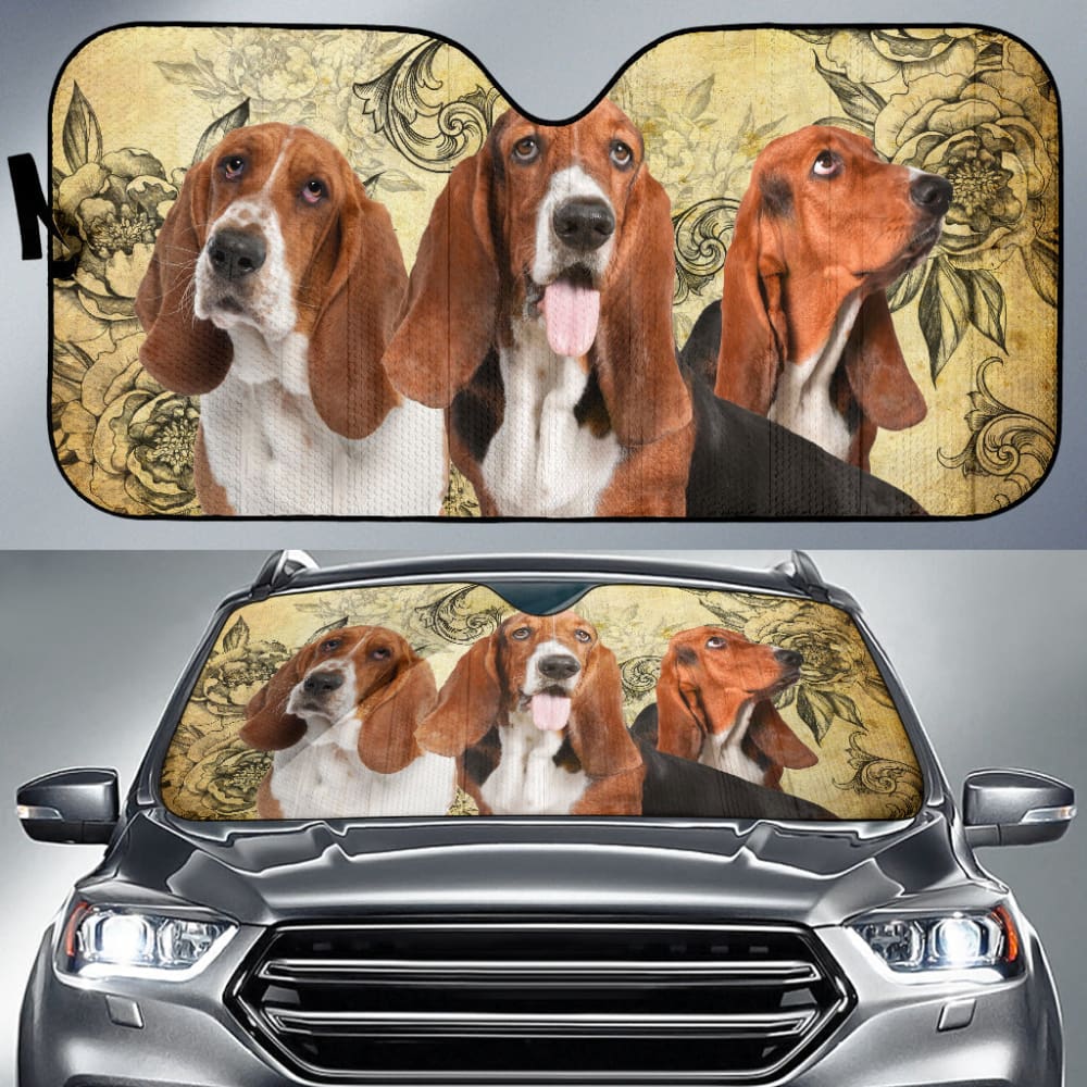 Amazing Basset Hound Car Auto Sun Shades 210901 - YourCarButBetter