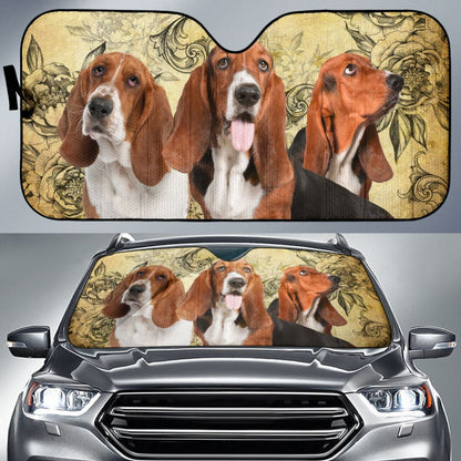 Amazing Basset Hound Car Auto Sun Shades 210901 - YourCarButBetter